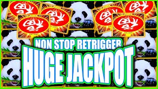 The Most Retriggers! OMG She Finally Hit a HUGE JACKPOT on Panda Magic Dragon Link Slot