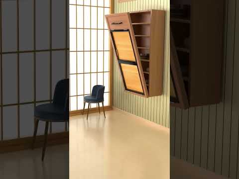 "Hidden Desk Design🔥"Space Saving Furniture"Modern Wall Cabinet Desk 🪑"#FurnitureDesign#SpaceSaving