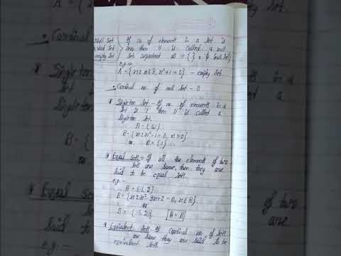 #studyvlogs #math #chapter 1 Sets handwritten notes//Sets and their type//