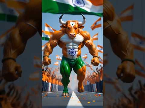 Bharat 🇮🇳 Vs Pakistan 🇵🇰Bull fight 😱🔥#ai #cartoon #animals #bull