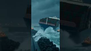 Cargo Ship Battles Narrow Port Entry in Fierce Storm!