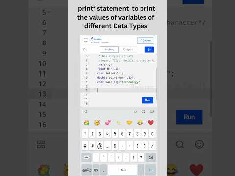 printf statement  to print the values of variables of different Data Types#shortvideo