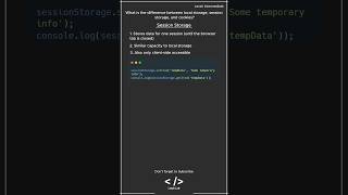 Web Development Interview Question: Difference Between Cookies, Local and Session Storage #js
