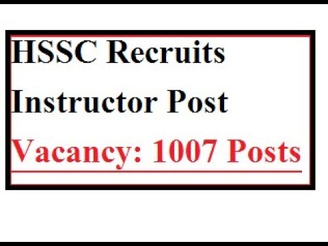 Haryana SSC Various Instructor Post Online Form 2019