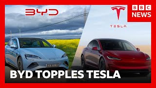 Tesla overtaken by Chinese carmaker BYD as world’s biggest seller of electric vehicles | BBC News