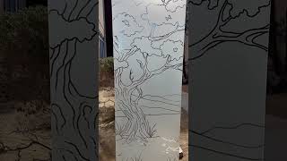 Frosted Glass Door- BONSAI II Semi Private 1D Pinstripe
