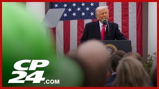 U.S. President Trump unveils reciprocal tariffs chart during 'Liberation Day' speech