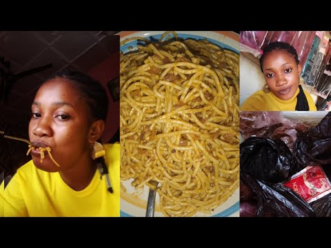 trekking to the market because of cost of transportation+making spicy spaghetti....