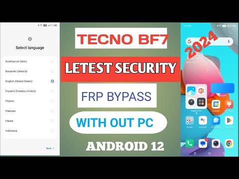 Tecno bf7 Spark go 2023 Pop5 Frp bypass letest security 2024 Android 12 with out pc