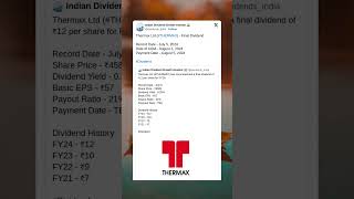 Thermax Ltd has fixed record date for final dividend for FY24. #StockMarket #News #Dividend #Shorts