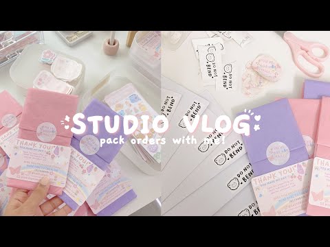 💌 studio vlog ; launching my shop, making stickers, pack orders with me 📦
