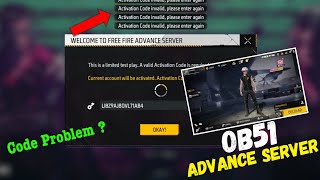 Activation code Invalid Please Enter Again Problem Solve in Free Fire OB451 Advance Server