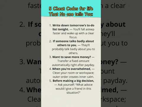 5 cheat codes for your life #motivation #lifehack #selfgrowth #productivity #cheat  #cheatcodes