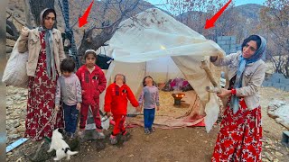 “Heavy Rain in the Mountains; Farideh Helpless and Struggling to Protect Her Children”