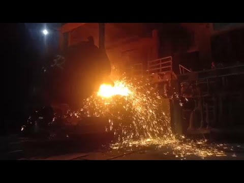 The Night Symphony of Steel Tapping 🌌✨ #steelmaking