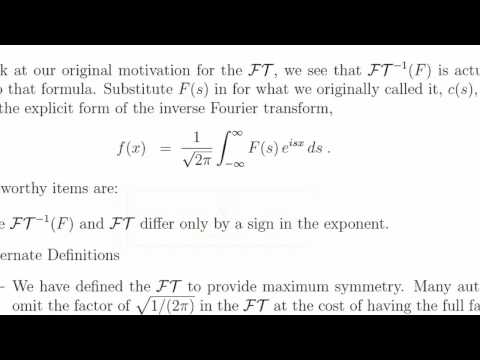 Fourier Theory Part 2: The  Fourier Transform