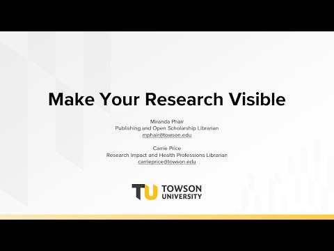 Make Your Research Visible | October 11, 2023 | Research University