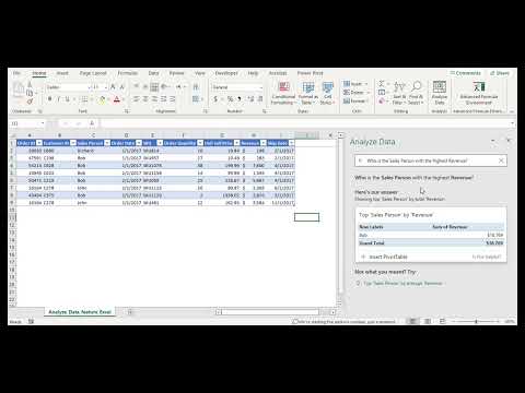 NLP in Excel with the Analyze Data Wizard