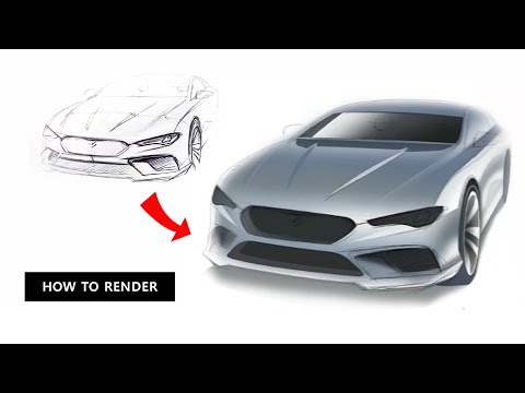 car design from sketch to photoshop rendering  포토샵으로 자동차를 그리자.