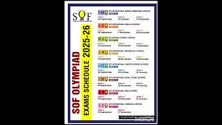 Sof Olympiad Timetable 2025-26 #olympiad #science #maths #english
