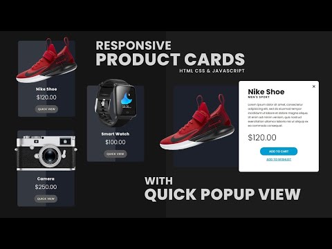 Responsive Product Cards | With Quick Popup View - Using HTML, CSS & Javascript