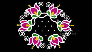 Ganesh Chathurthi Special muggulu 7*4dots | Easy rangoli designs | Latest muggulu | Trendyanimation