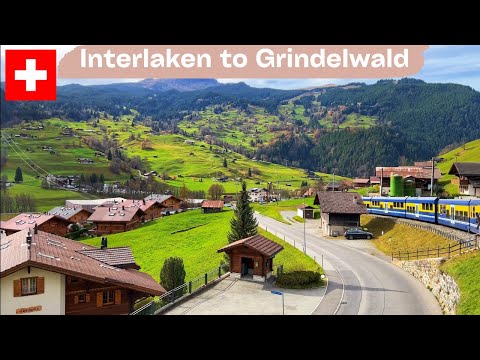 Riding a train from Interlaken to Grindelwald, Switzerland 4K - Breathtaking train Journey