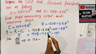 Profit Maximizing output from cost and revenue functions #profitmaximization  #revenue #costfunction