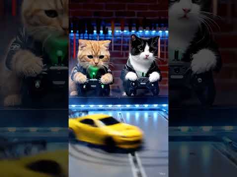 Cats compete in drifting on control panels