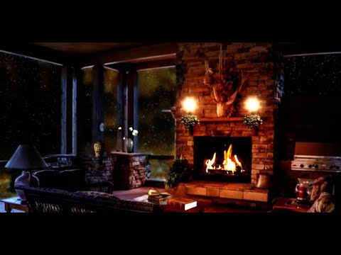 Soft rain by the fireplace to relax, sleep, study, chill | 4 hours
