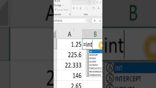 Int Formula In Excel | Excel Formula | Excel Basic Formula | Excel Tips | #Shorts