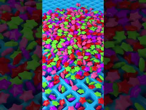 Dropping Rainbow Stars Into The Grid ⭐️ Satisfying 3d Animation #satisfying #animation #blender3d