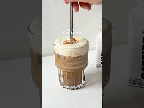 Salted Oat Latte ASMR | home cafe☕️🤍 #coffee #icedcoffee
