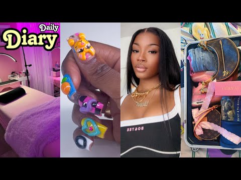 daily diary ♡ maintenance day! coolest nails ever + glueless wig install + lash appt + packing