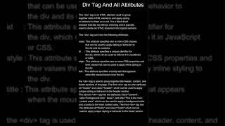 4 div tag and all attributes #codingtips #coding #shorts #programming #html