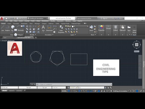 Autocad "RECTANGLE and POLYGON COMMAND" Tutorial