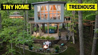 ULTRA-LUXURY 400sqft TINY HOME TREEHOUSE w/ Hot Tub & Fire Pit!