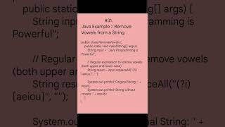 Java Example : Remove Vowels from a String #java #javashorts #javaprogramming