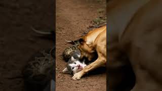 Cat trapped by python, dog rushes to save!#animalrescue #reallife #thrilling #shorts #mustwatch