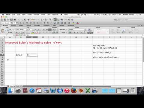 Implementing the improved Euler method using Microsoft Excel