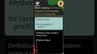 Ex. 4: Print num using loop. #Python #PythonProgramming #LearnPython #PythonReels #PythonBasics