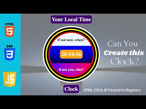 Coding Tutorials. Create Your Local Time Clock Using HTML,  CSS And JAVASCRIPT: Beginners Tutorial.
