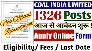 how to apply for coal india limited 2020[Link Active]Management Trainee|Post|Salary|Eligibility|Date