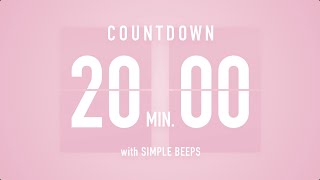 20 Minute Countdown Timer 🌸 Flip Clock with Simple Beeps 🔔