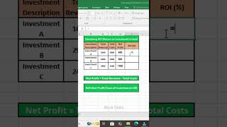 Calculate ROI (Return on Investment) in Excel #ExcelTutorial, #excel #exceltricks