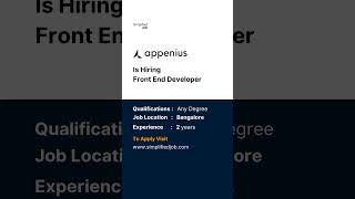Appenius is hiring FrontEnd Developer - Simplified jobs