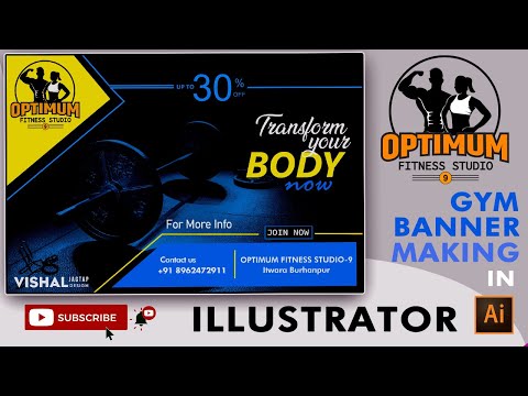 Gym banner making in adobe illustrator ,banner making tutorial