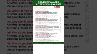 Project Manager Interview Questions and Answers