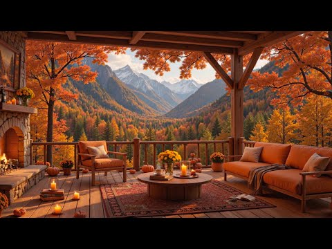Warm Autumn Jazz at Fall Forest 🍂 Soft Jazz Music & Cozy Cabin Ambience for Study, Reading & Comfort