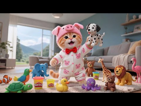 Adorable Ginger Kitten Sculpts Animal Shapes From Play-Meow Clay 🐱🎨🐾
